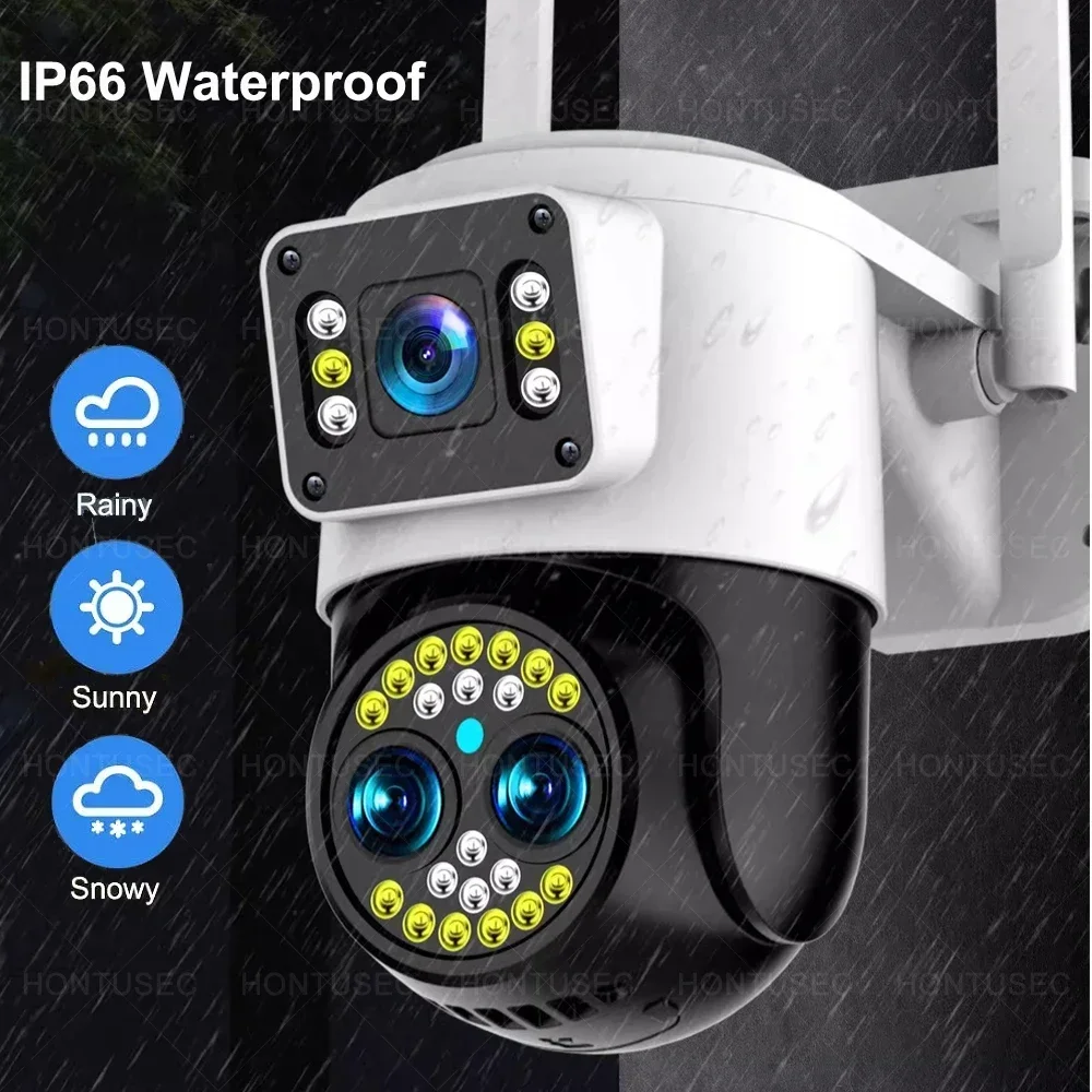Yoosee 4K 8MP tres lentes pantallas duales 10X Zoom óptico IP66 impermeable al aire libre seguimiento automático cámaras de vigilancia de Audio bidireccional