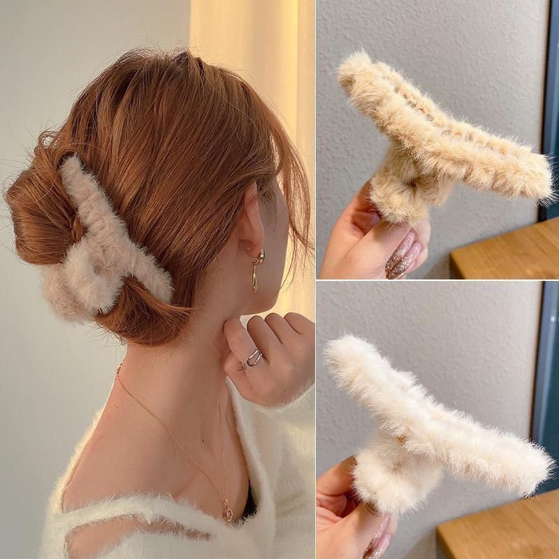 新しい 14 センチメートルエレガントなぬいぐるみヘアクリップ爪韓国ファッション特大模造ウサギぬいぐるみグラブ Cawl クリップガールヘアアクセサリー