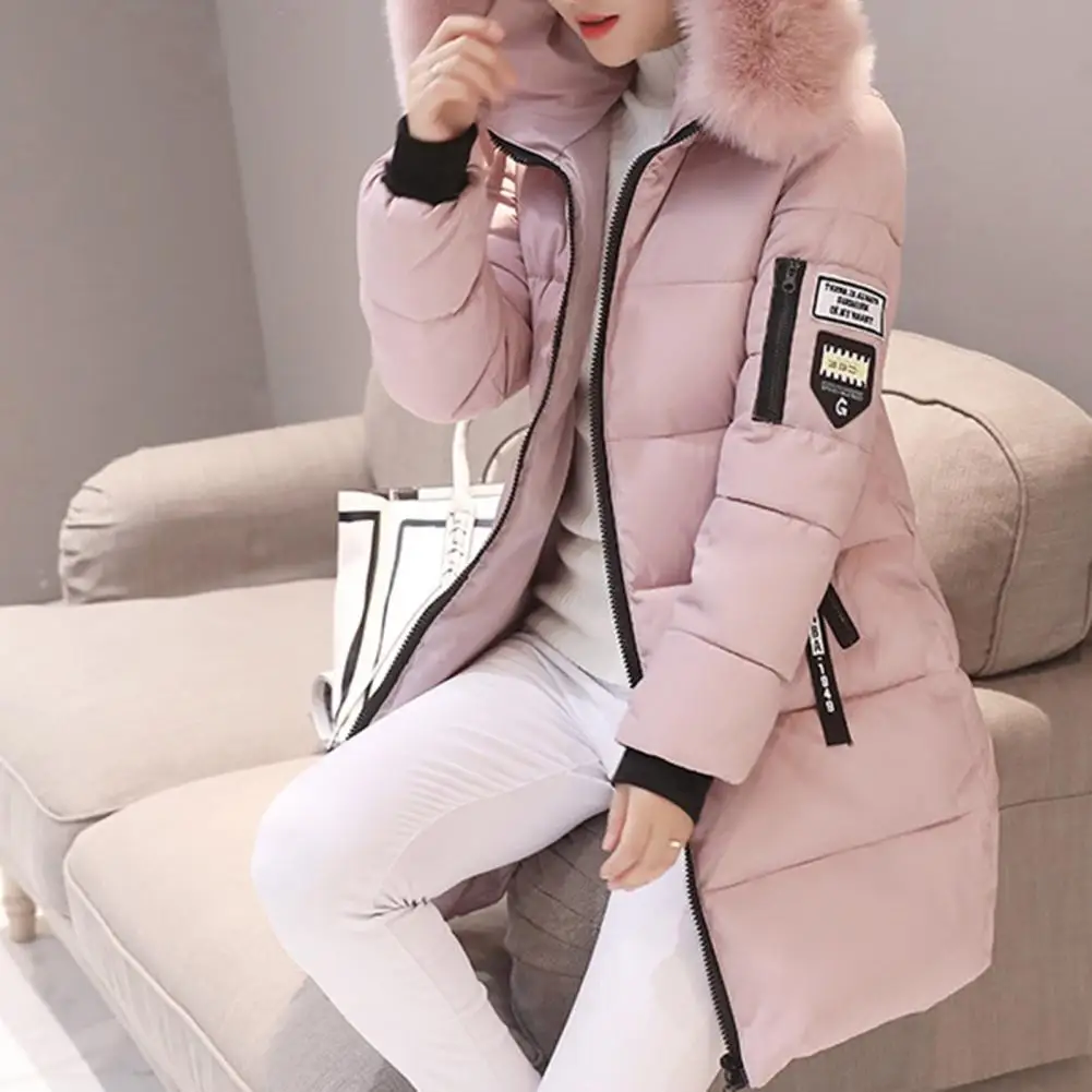 Abrigo de invierno con capucha para mujer, abrigo de algodón de invierno elegante para mujer, grueso, resistente al viento, cálido con capucha, bolsillos con cremallera, corte ajustado para mujer