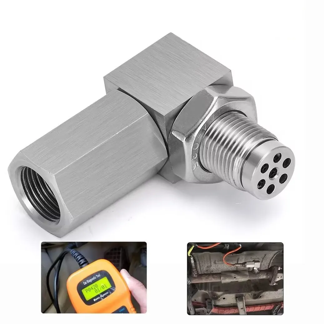 Catalisador de escape sensor de oxigênio traseiro espaçador 90 graus mini catalisador lambda o2 adaptador cel fix, m18 * 1.5 universal frete grátis