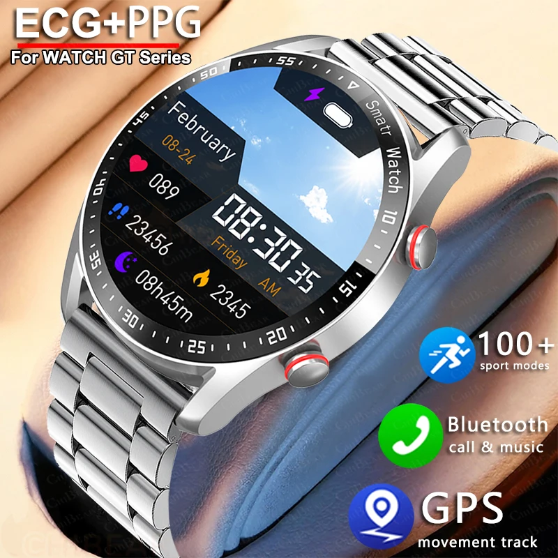 2025 Nowy inteligentny zegarek sportowy dla mężczyzn GT Series 1,53 cala AMOLED Ekran sportowy Zegarek EKG + PPG Zdrowie Smartwatch Man dla Huawei
