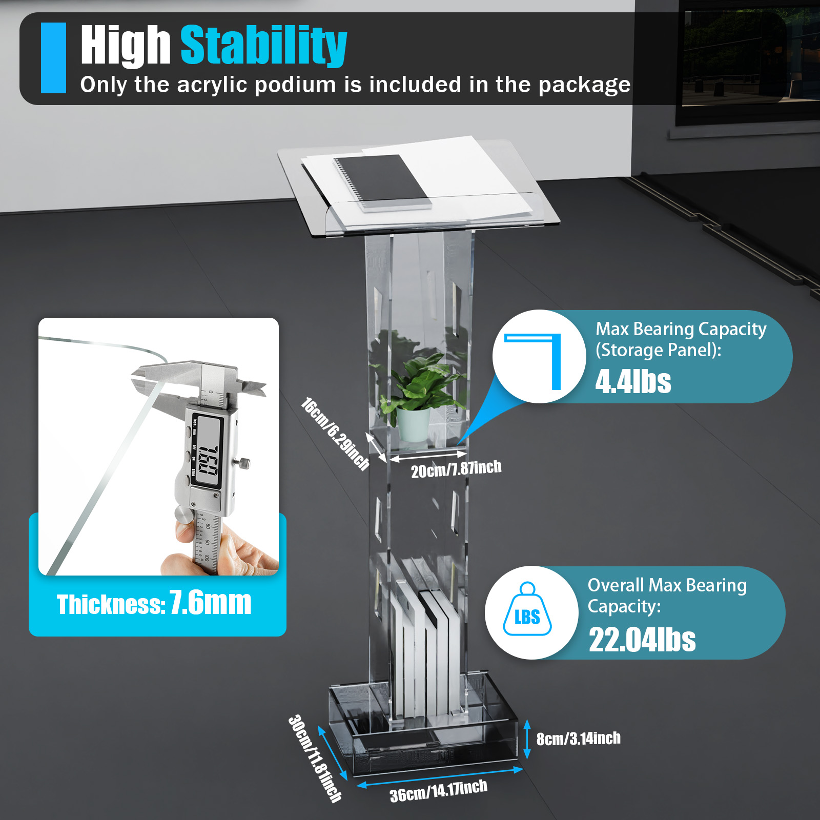 LED Klare Kanzel Präsentationspodium Rednerpult Podium Christliches Rednerpult Lucite Kirche Acrylkanzel