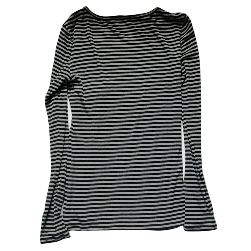 女性原宿ストライプ長袖 Tシャツクルーネックスリムブラウス Y2K グランジゴストップス Tシャツダークアカデミア服ストリート