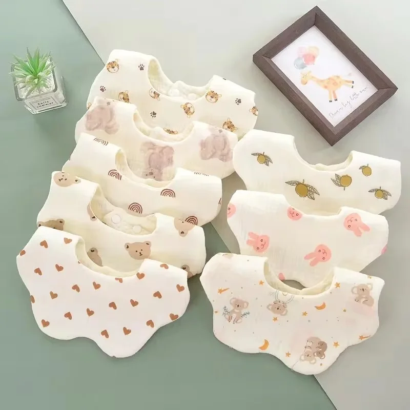 Bavoirs d'alimentation en gaze de coton pour bébé, 3 pièces, pétales doux d'été, serviette de bave imprimée, nouveau-né, enfant en bas âge, tissu de rot pour enfants