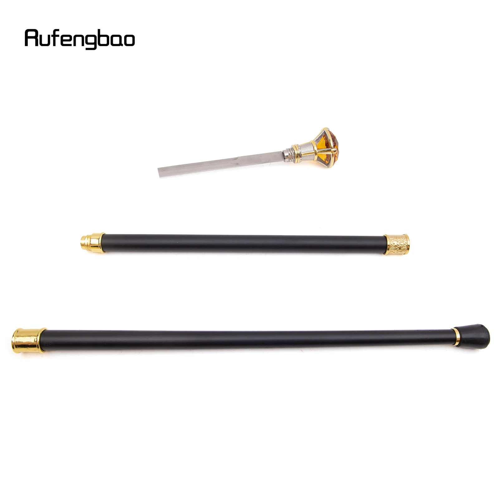 Bastão de caminhada branco dourado tipo diamante laranja com placa escondida, autodefesa, moda, cosplay, bastão de crosier, 90cm