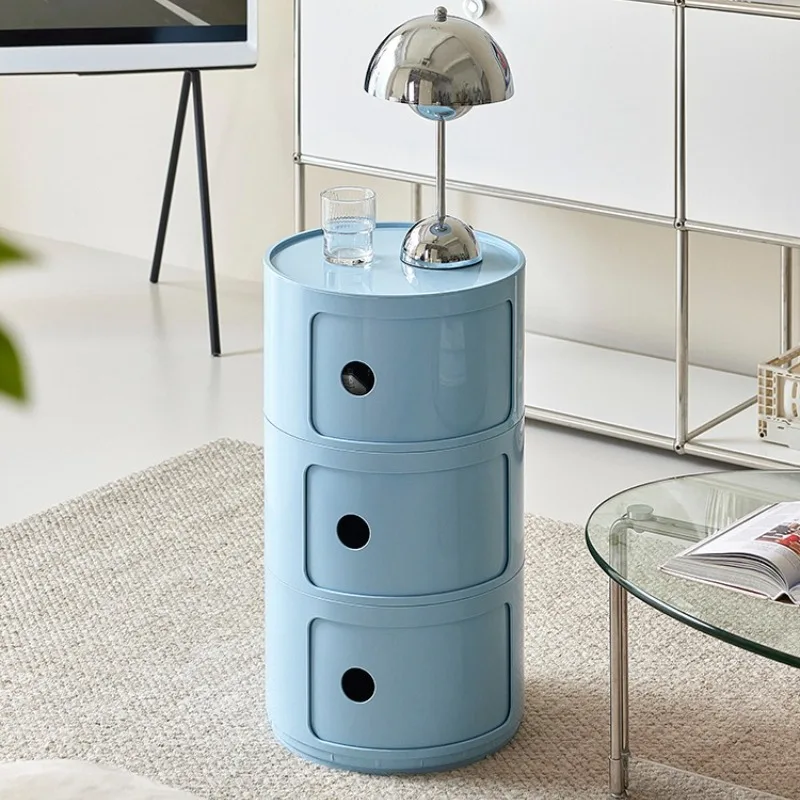Mesita de noche nórdica Ins Net roja, mueble pequeño creativo redondo blanco minimalista moderno, Mini armario lateral de plástico Simple