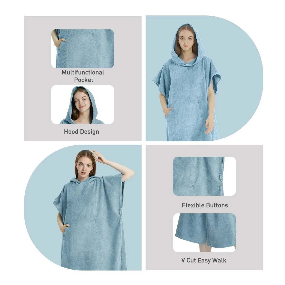 Poncho da Surf asciugamano Poncho asciugamano ad asciugatura rapida felpa con cappuccio in microfibra Beach Robe cambio Poncho asciugamano da bagno Poncho da spiaggia per adulti