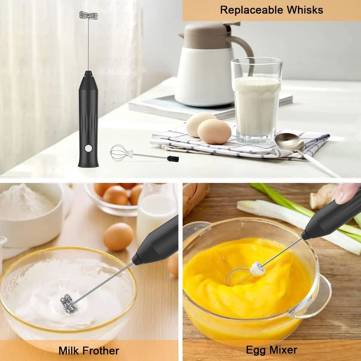 MINI Frother นม USB ชาร์จ 3 ความเร็วโฟม Maker Coffee Whisk Mixer ไฟฟ้า Handle Blender Egg Beater