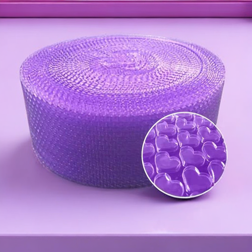 20 センチメートル x 5 メートルかわいいバブルメーラーギフト中小企業ボックス Shockpoof 包装ラップバブルパープルカラーラブハートフィルム