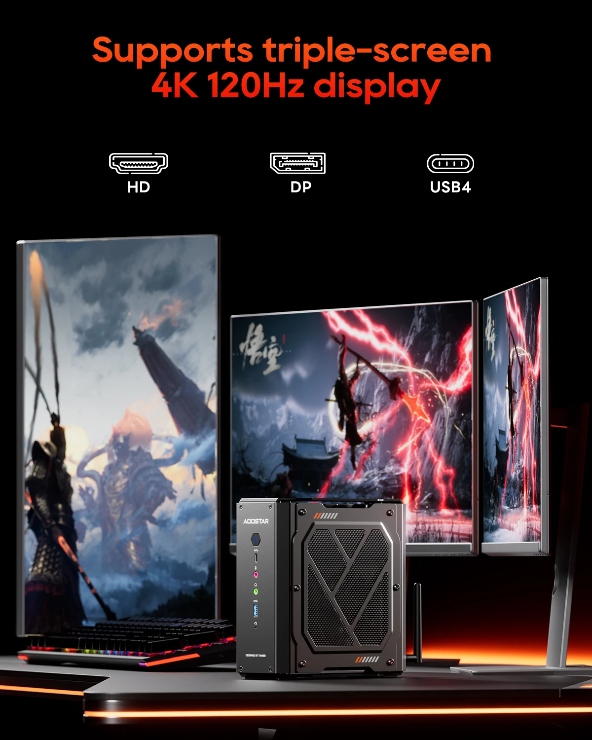 AOOSTAR GODY Mini PC AMD Ryzen 9 7940HX CPU+AMD Radeon RX 7600XT WiFi 7 Graphics High Performance Gaming Desktop Computer