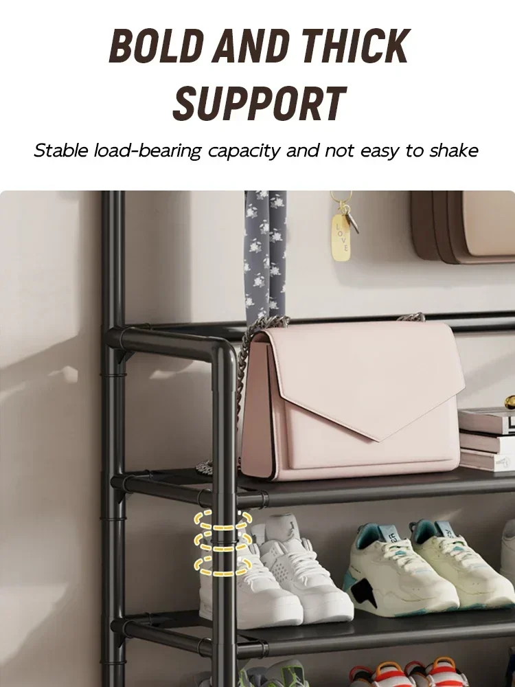 2025 cabides de chapéu de roupas rack de sapato multi-camada rack de sapatos de chão simples e prateleiras de chapéu de carga prateleira organizadora de sala de estar