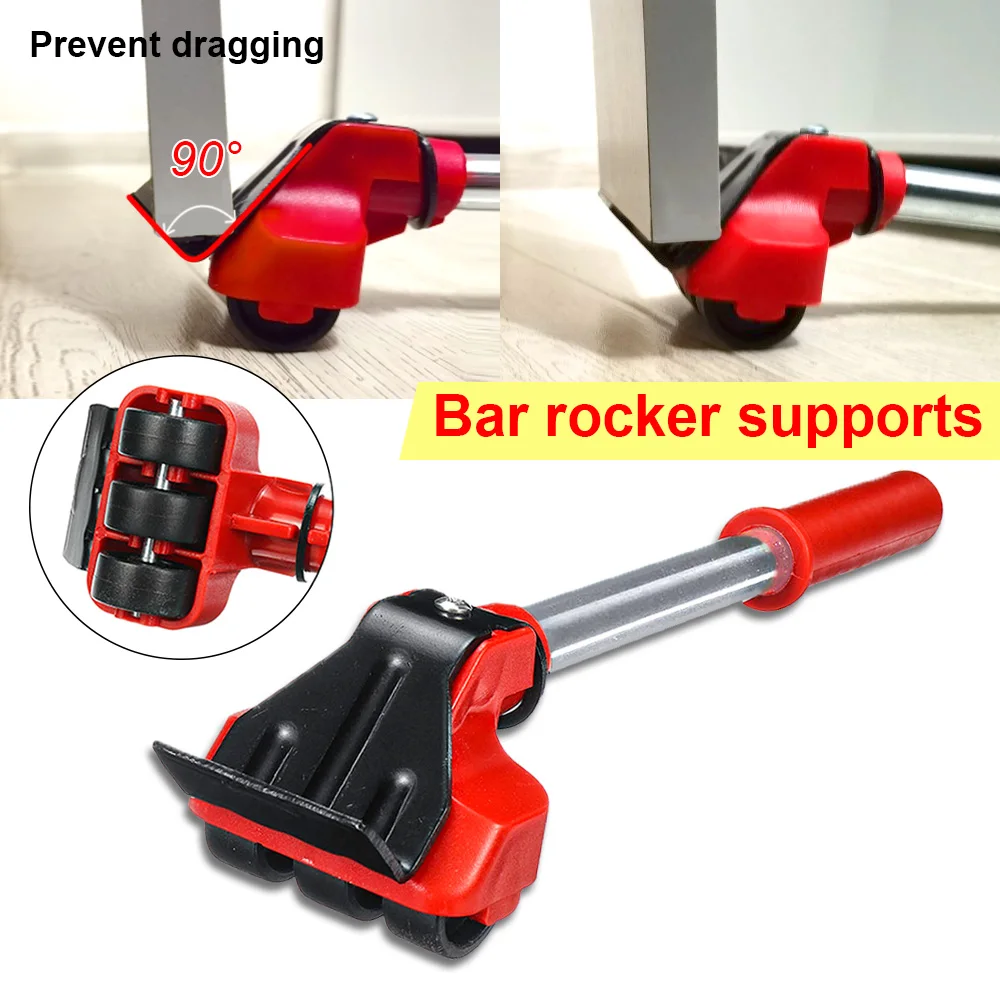 5PCS Set Furniture Dropshipping Mover Tool Transport Set Transport Lifter Heavy Stuff Moving 4 Wheeled Mover Roller Hand Tools