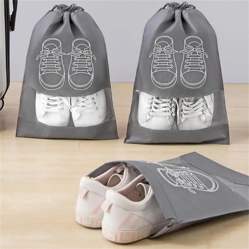 5/10 pçs sapatos saco de armazenamento organizador do armário não tecido saco portátil viagem à prova dwaterproof água bolso roupas classificadas desenhar pendurado saco