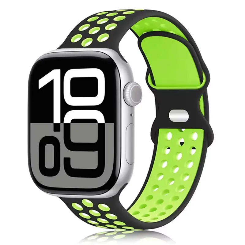 สายซิลิโคนสำหรับสายคาด Apple Watch 44มม. 40มม. 45มม. 41มม. 49มม. 42มม. 38สร้อยข้อมือสปอร์ต iWatch Series 10 9 8 7 SE 6 5 4 ultra 1 2 3