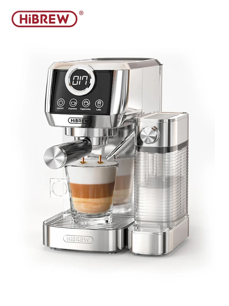 HiBREW  3 in 1 Semi Automatic Espresso Cappuccino Latte Coffee Machine Automatic Milk Froth Ground Coffee Stainless Steels H13A