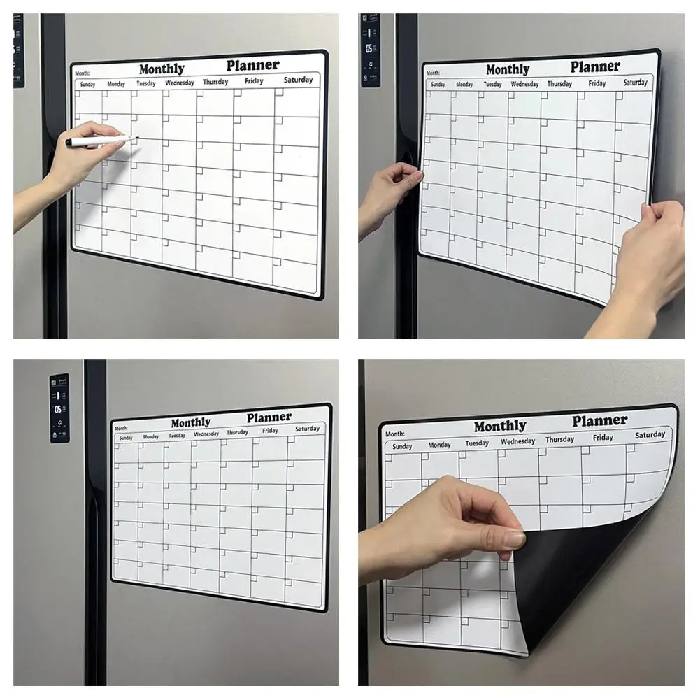 Soft Magnetic Memo Board - Reusable Weekly Planner, Decorative Modern Fridge Organizer for Home Office, PVC Grid Calendar & Note