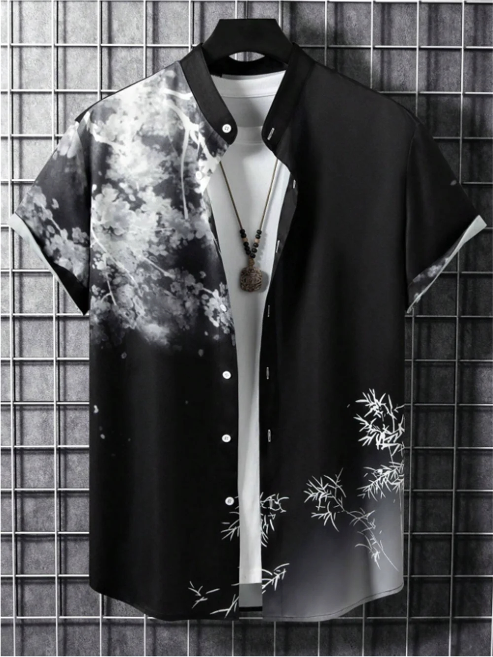 Men's plant-based shirt printed with high-definition patterns, soft and comfortable fabric, men's clothing