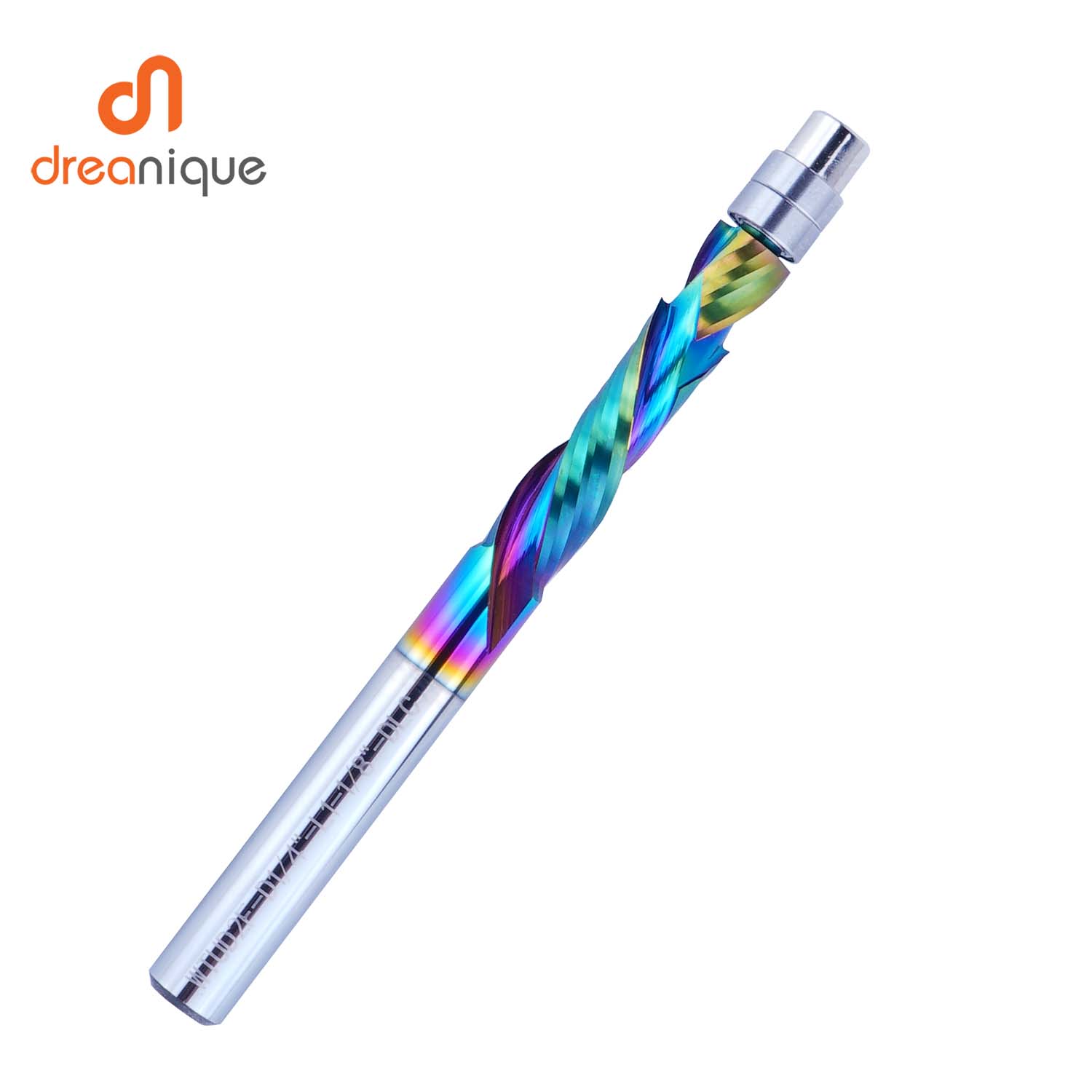 Dreanique 1 PC DLC เคลือบคาร์ไบด์แบริ่ง Guided Milling Cutters 2 ขลุ่ยเกลียว Flush Trim 8MM Shank งานไม้ end Mill