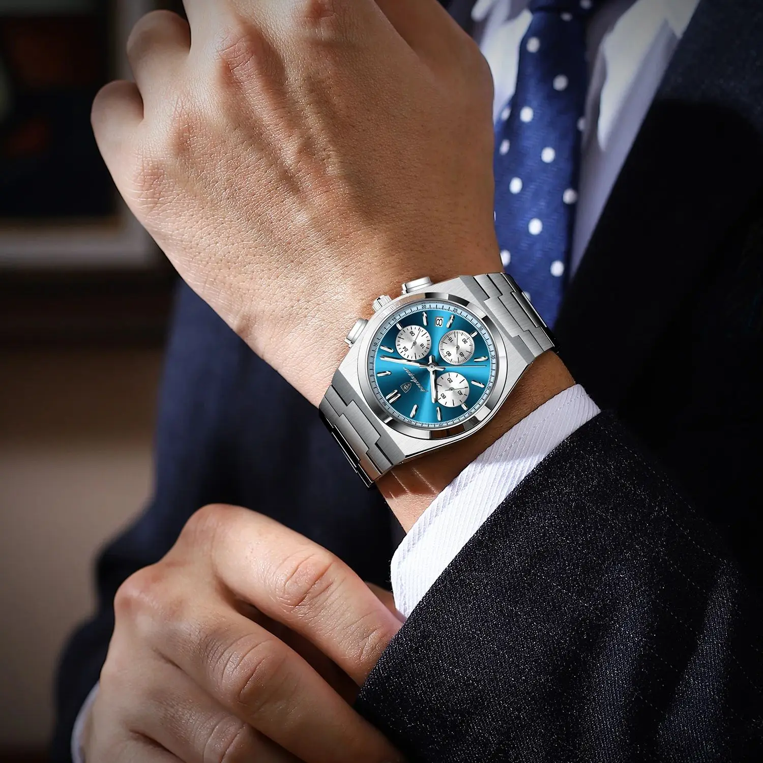 POEDAGAR, reloj de cuarzo de lujo para hombre, reloj deportivo militar para hombre, cronógrafo luminoso resistente al agua con fecha, relojes de acero inoxidable para hombre