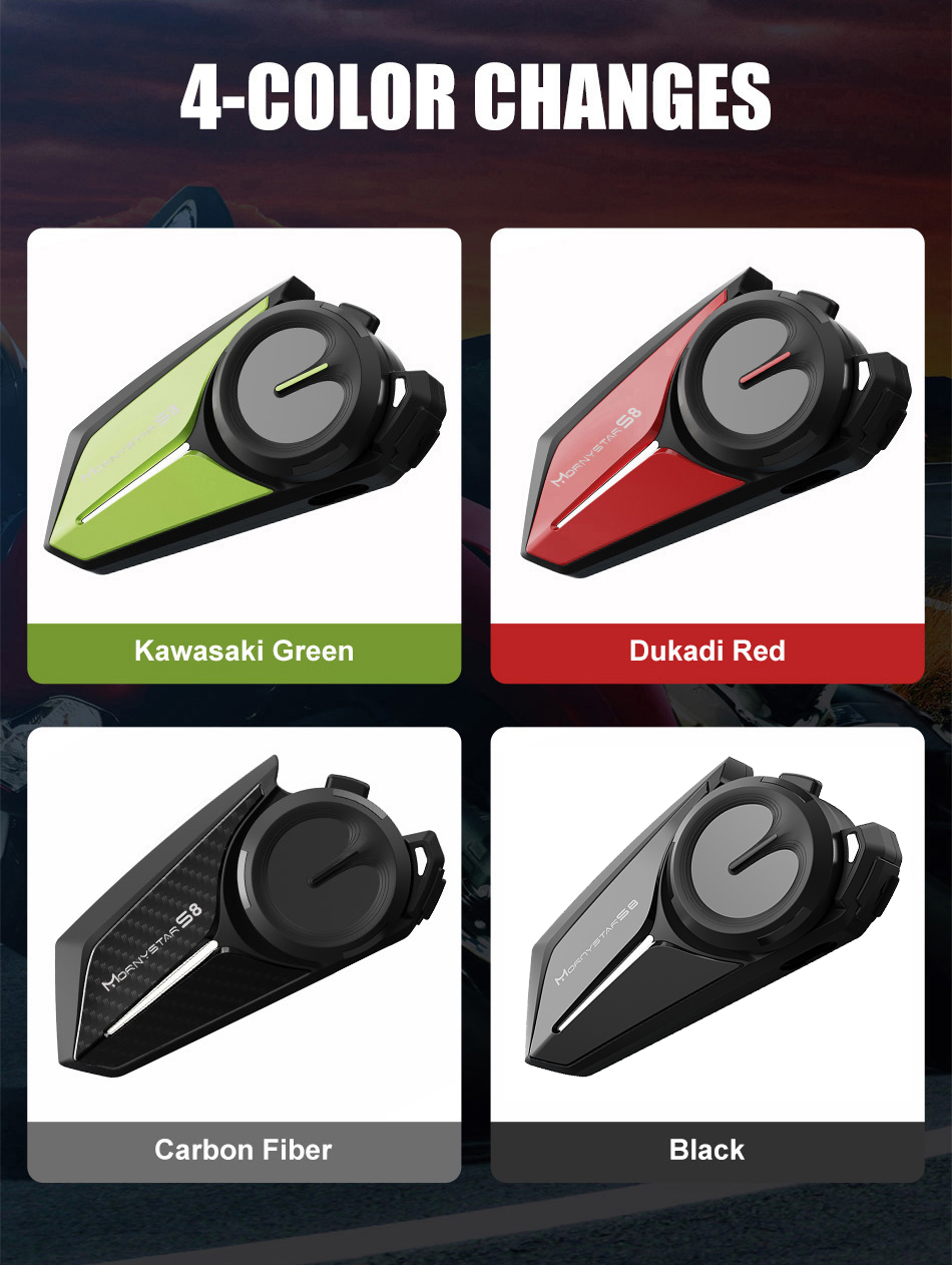 Mornystar S8 Intercom Bluetooth For Motorcycle Helmet Headset FM Music Sharing Helmet Communicator Up to 6 Rider