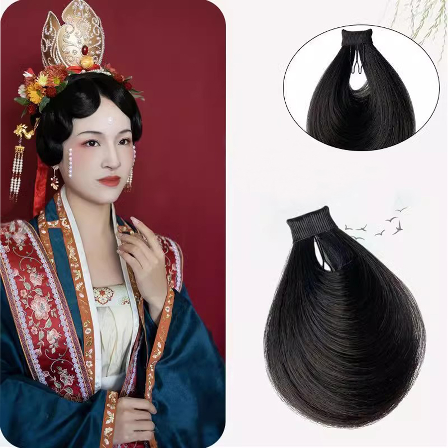 Synthetic Hanfu wig ancient costume lazy person full hair cloud sideburns light opera forehead hairline divine artifact bangs