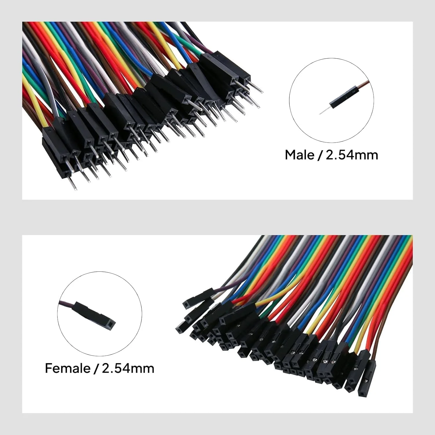Línea Dupont 20CM 40Pin macho a macho + macho a hembra y hembra a hembra Cable de puente Cable Dupont para Arduino KIT DIY