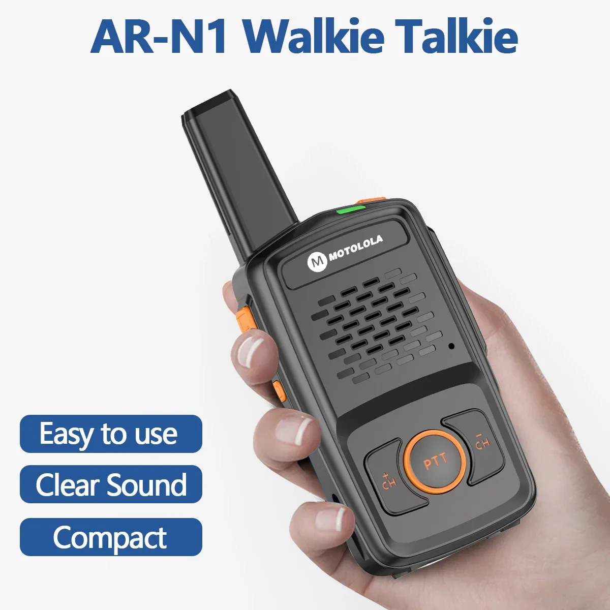 Motolola MT-N1 Mini Walkie Talkie - 16CH UHF 400-470MHz, Carregamento USB, Rádio bidirecional compatível com Baofeng