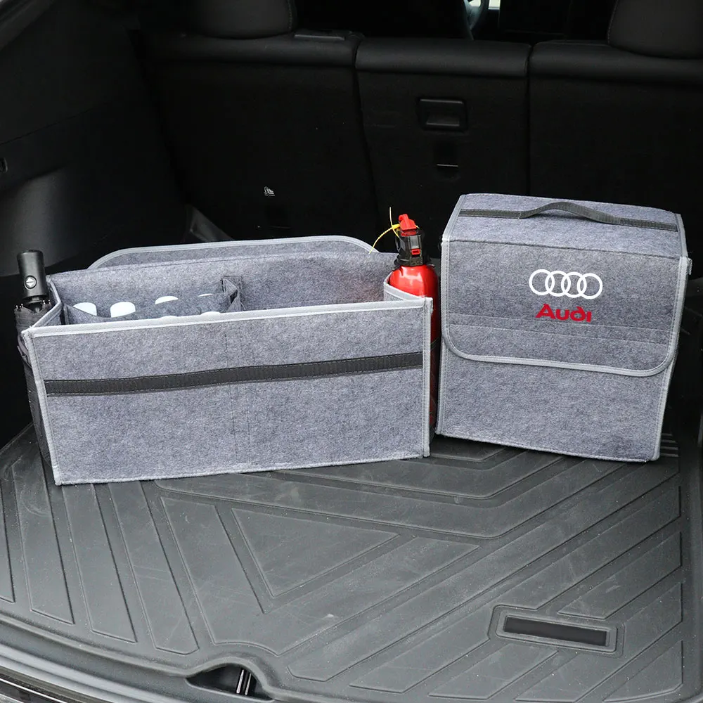 For Audi S Line A3 A1 A4 B8 B7 A6 C7 A5 A7 A8 A2 Q2 Q3 Q5 Q7 TT RS Car Storage Bag Folding Travel Tidying Box Trunk Tools Case