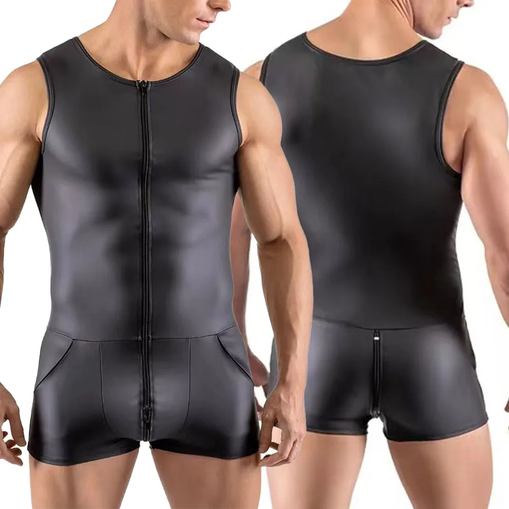 Clubwear Mono para hombre Mono para hombre Monos ajustados para hombre Cuello redondo regular Color sólido Verano Moda cómoda