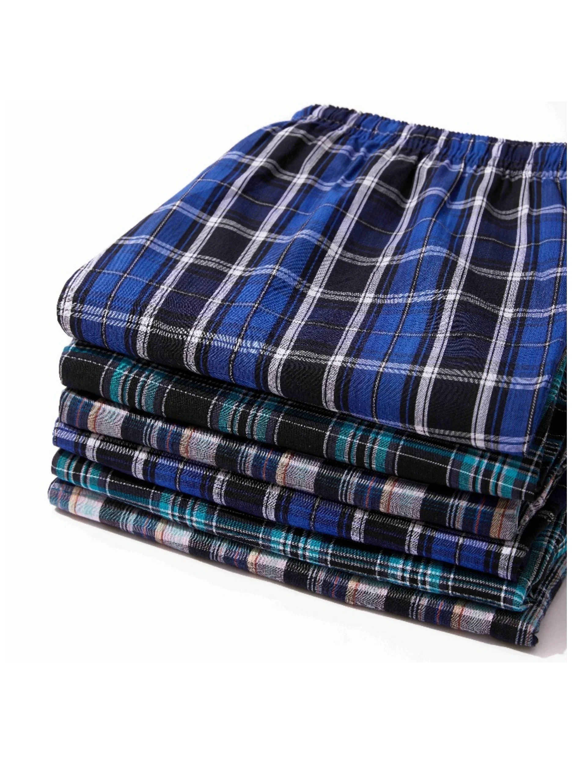 JupiterSecret 3 Pçs/set Algodão Xadrez Sleep & Lounge Calças dos homens, pijama Bottoms com bolsos para toda a temporada