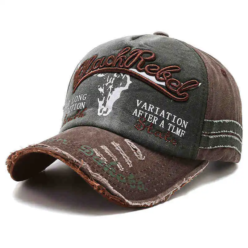Chapeau tête de taureau pour hommes, lettres brodées, casquette de Baseball rétro lavée, ancienne Version coréenne, casquette à la mode, classique, polyvalente et confortable