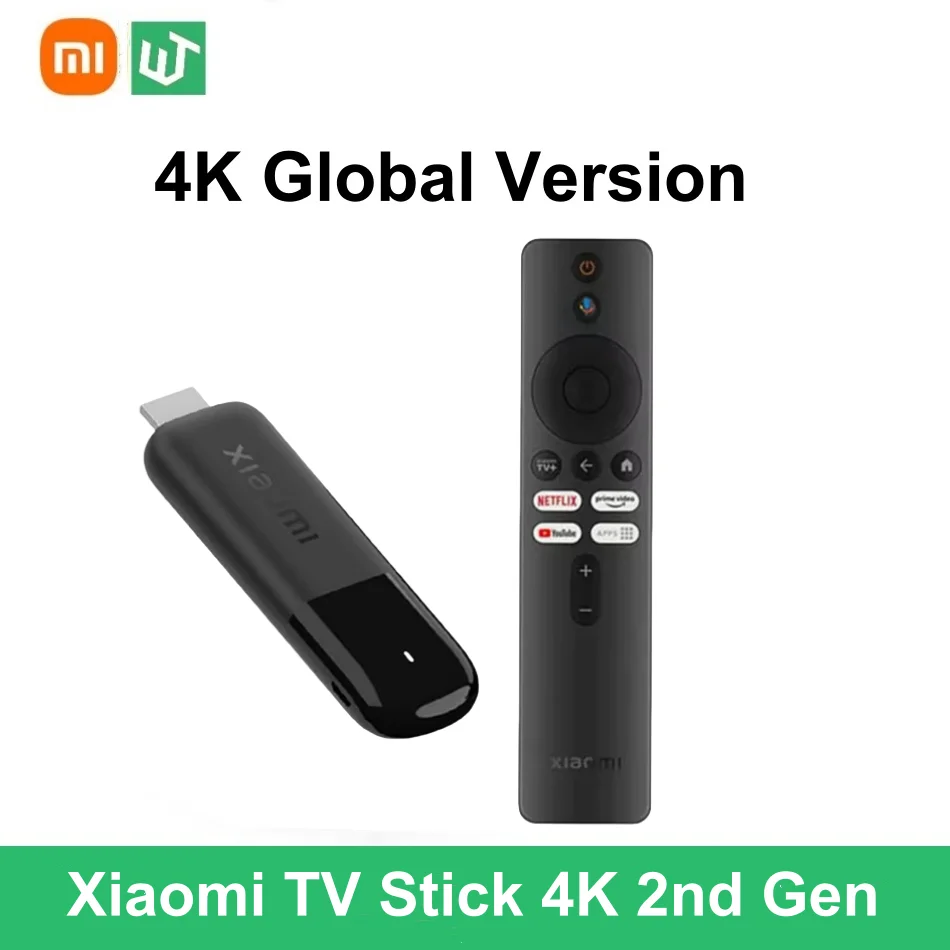 Глобальная версия 2025 года Xiaomi Mi TV Stick 4K 2-го поколения 2 ГБ ОЗУ 8 ГБ ПЗУ Bluetooth 5.2 Wi-Fi6 Netflix Google Assistant Smart TV Dongle