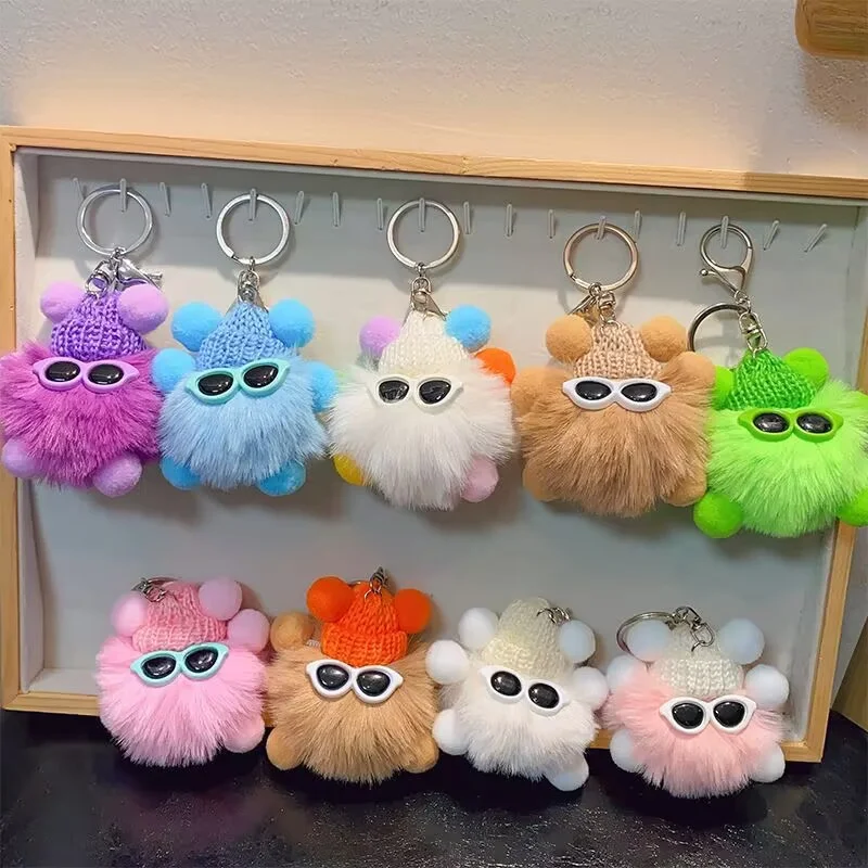Mini Rex Coniglio Soffici Portachiavi Pom Pon Gingillo Appeso Decorazione Peluche Animale Bambola Ciondolo Borsa Portachiavi Auto Regali Belli