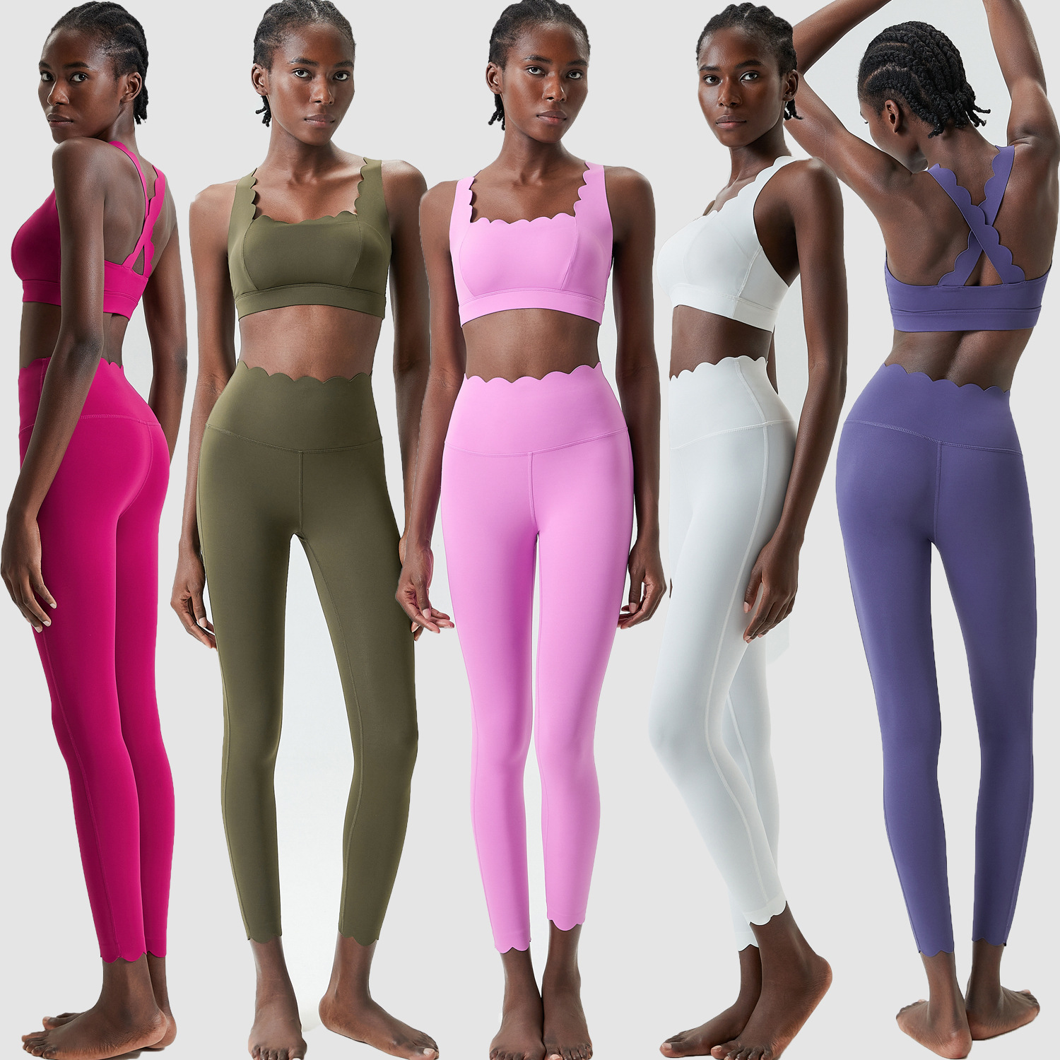 Traje de gimnasio de Color sólido para mujer, conjunto de dos piezas para Fitness y Yoga, ropa deportiva ajustada para correr, ropa de entrenamiento transpirable