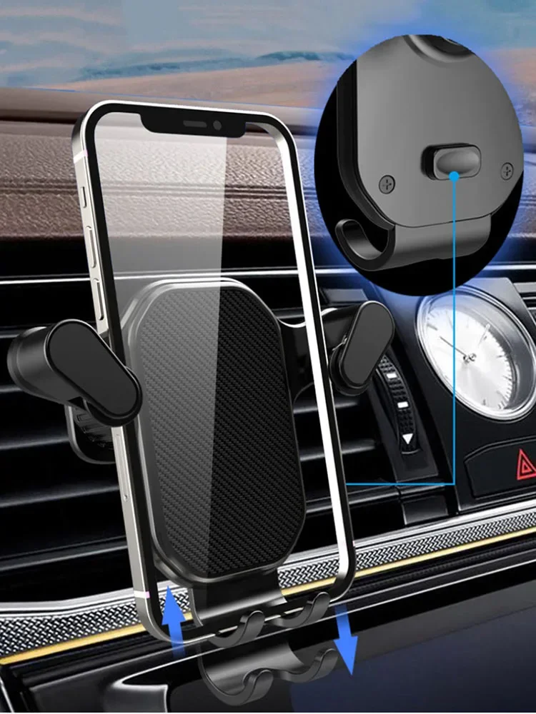 Car Air Vent Clip Mount Hook Gravity Car Phone Holder Smartphone GPS Holder Mobile Bracket Support For IPhone 15 14 13 12 Xiaomi