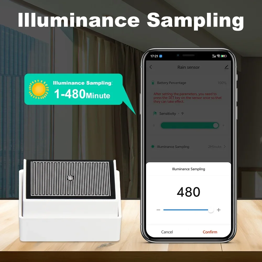 2 in 1 Tuya Zigbee Raindrop Sensor Brightness Light Detector Outdoor Rainfall Data Collection Detector For Home Automation