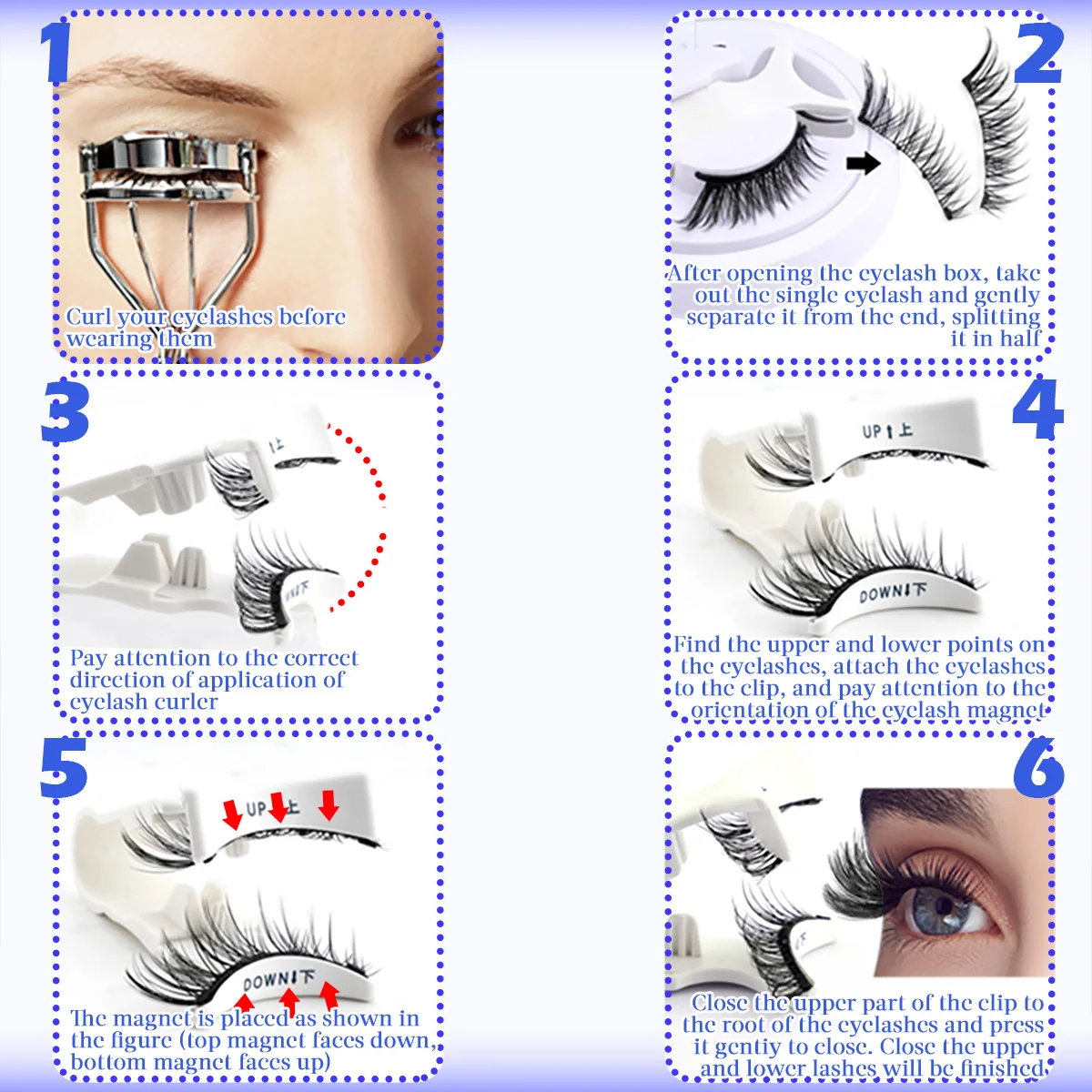 1 Pair Magnetic Eyelashes Set Reusable Easy to use Eyelash Extension Tools Natural Curler False Eyelashes With Magnetic Tweezers