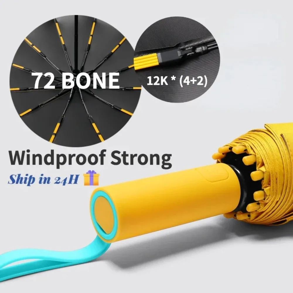 72 Knochen super starke wind dichte automatische Regenschirm Sonnenschutz UV-Schutz klappbare Sunproo Anti-Sturm große Reverse Regen ausrüstung
