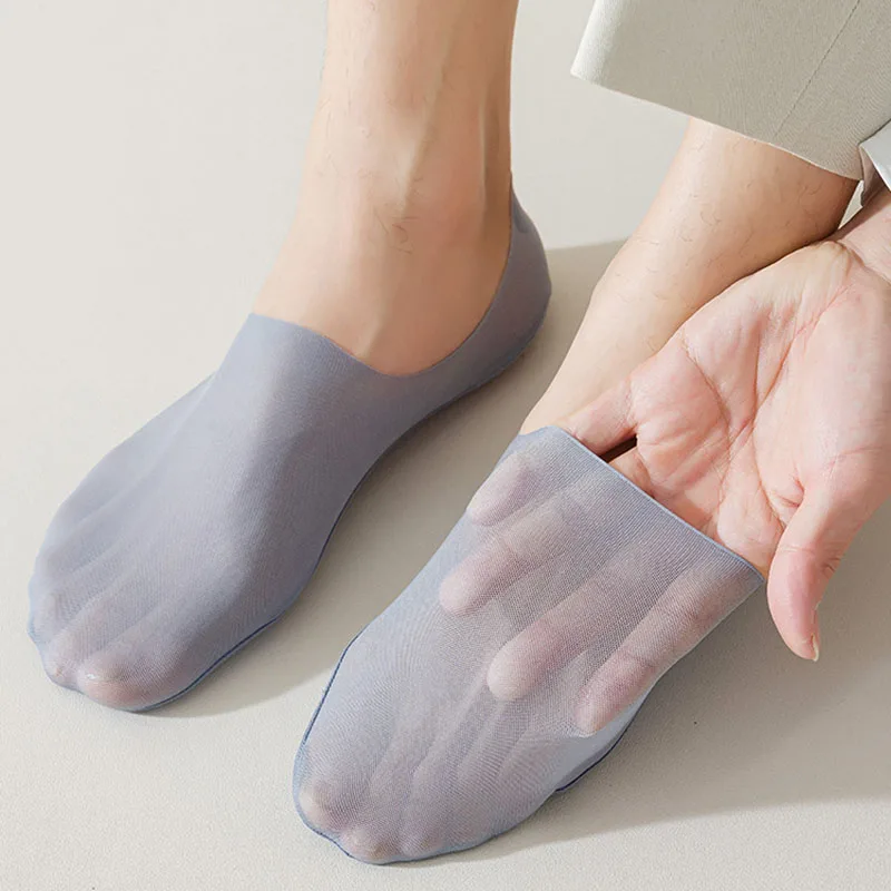 3 pares de calcetines náuticos para hombre, calcetines de verano ultrafinos y transpirables de Color sólido, zapatillas cómodas de seda de hielo suave, calcetines de corte bajo para hombre