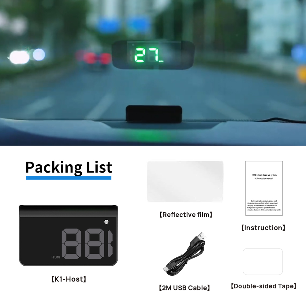 KWHUD K1 gps спидометр проектор на лобовое стекло hud проектор павтомобильный проекционный дисплей, универсальный цифровой спидометр, GPS, скорость, проектор на лобовое стекло, автомобильные электронные устройства