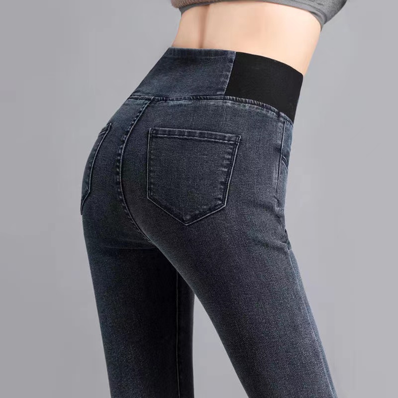 オーバーサイズ 38 弾性ウエストスキニージーンズ女性春スリムストレッチデニムパンツヴィンテージ鉛筆 Vaqueros ママ Pantalones デ Mujer
