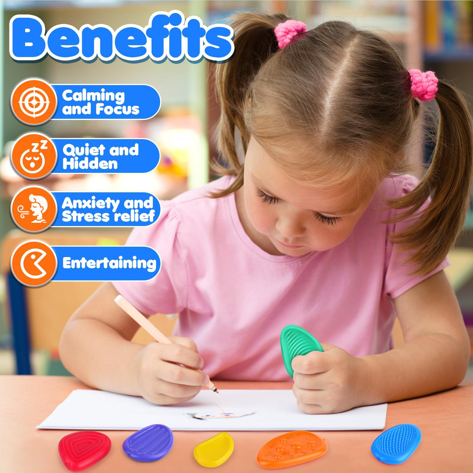 Brinquedos fidget adultos sensoriais pedra de silicone 6 pacote texturizado para autismo crianças calmante brinquedos de alívio do estresse