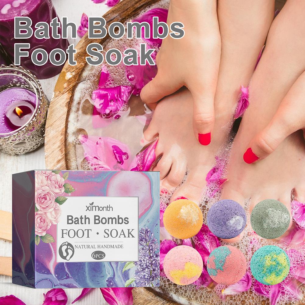 6Pcs /box Herbal Essential Oil Bubble Bath Ball Bathing Organic Spa Bath Foot Mini Gift Natural Handmad Bath Bombs Ball N6C2