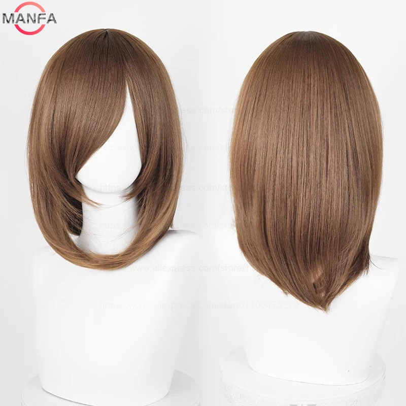 40 ซม.Medium Basic อะนิเมะคอสเพลย์วิกผมบางสีบลอนด์สีดําสีขาวสีแดงสีชมพูสีเขียวสีน้ําตาลทองสีฟ้าความร้อนทนผมสังเคราะห์วิกผม