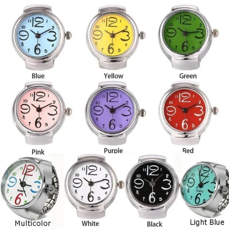 Masculino feminino criativo redondo elástico quartzo anel de dedo relógio moda casal para amantes