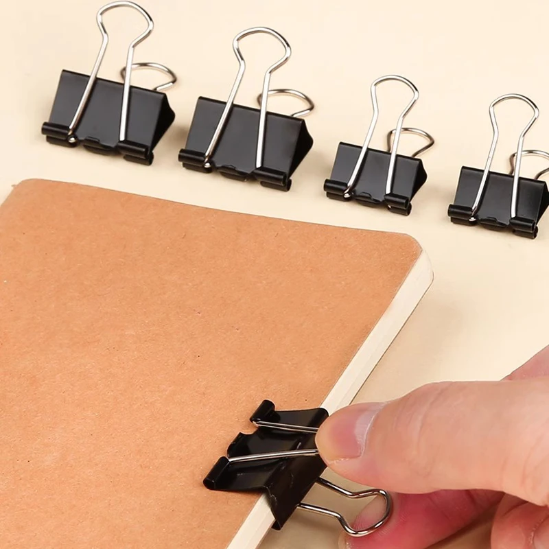 10 pz/set Nero Raccoglitore Pinze Foldback Metallo Graffette Note Lettera Carta Documento Grip Morsetti Ufficio Scuola Rilegatura Forniture