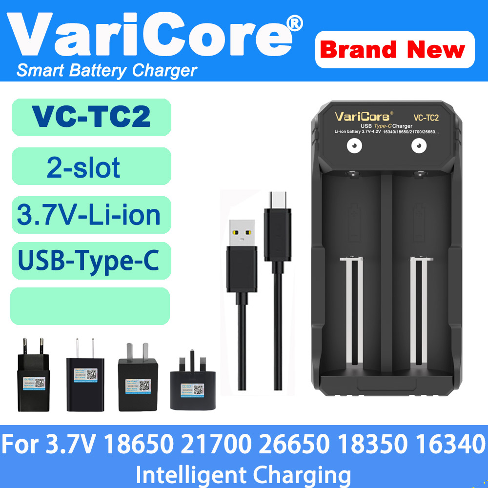 VariCore VCQ4 cargador de batería inteligente portátil de 4 ranuras para 3,7 V litio 18650 26650 21700 18500 18350 1,2 V NI-MH ni-cd AA AAA
