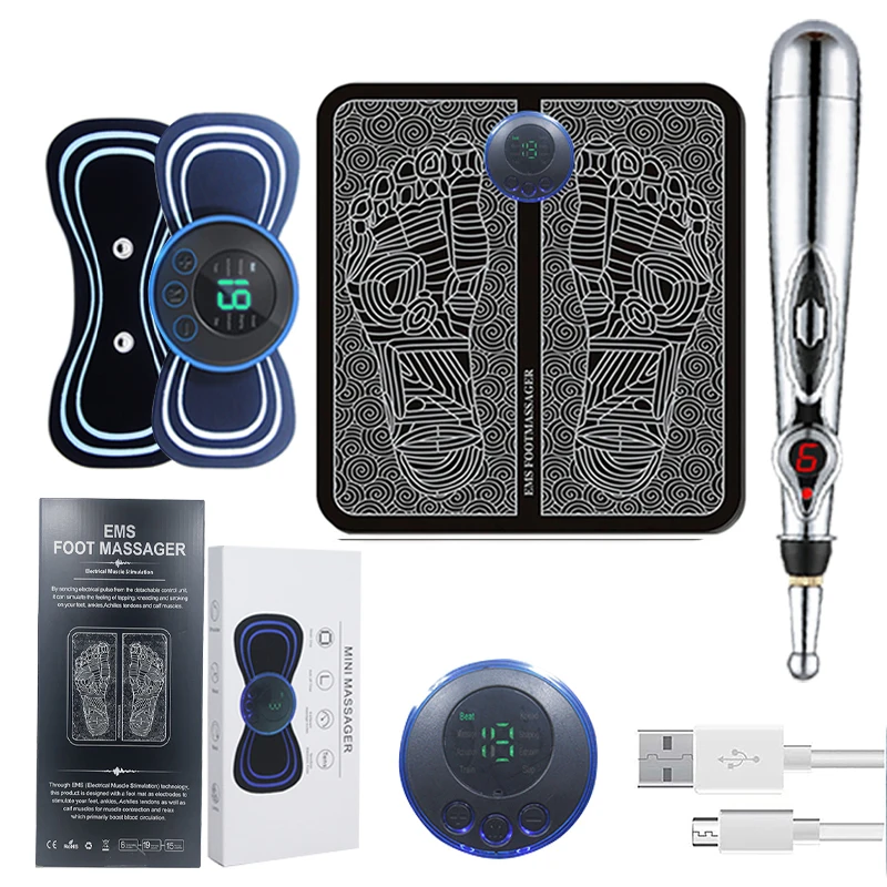 Elektrisches Fußmassagegerät, tragbarer elektronischer Massagestift, Nacken- und Körpermassagetrainer, Massagestift, Muskelmassagegerät, lindert Müdigkeit