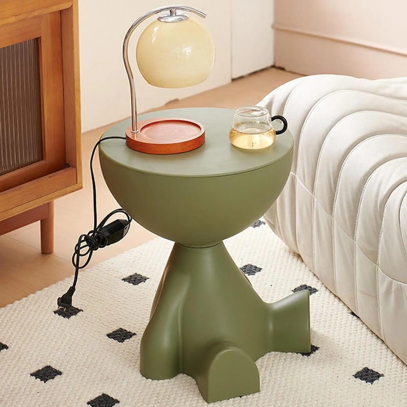 Side End Table Household Ornament Multifunction Sculpture Furniture Flat Head Figurine Sofa Edge Table Household