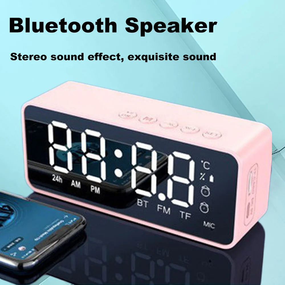 Mini despertador, alto-falante Bluetooth sem fio, modelo de carregamento, inserção de cartão de presente multifuncional portátil, alto-falante pequeno